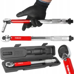 Chiave Dinamometrica a Cricchetto | Coppia di Serraggio 19-110 Nm | Precisione 1 Nm | Attacco Quadrato 3/8" | Lunghezza 370 mm | in Acciaio CrV | con Custodia